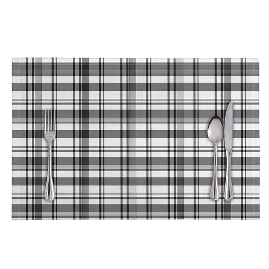 Black And White Madras Pattern Print Placemat