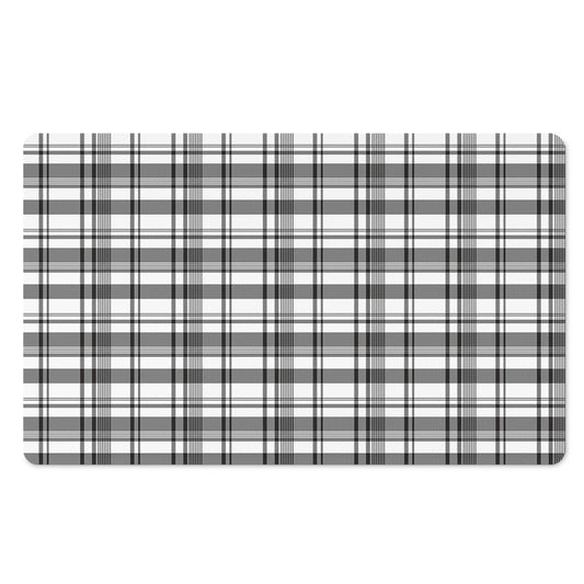 Black And White Madras Pattern Print Polyester Doormat