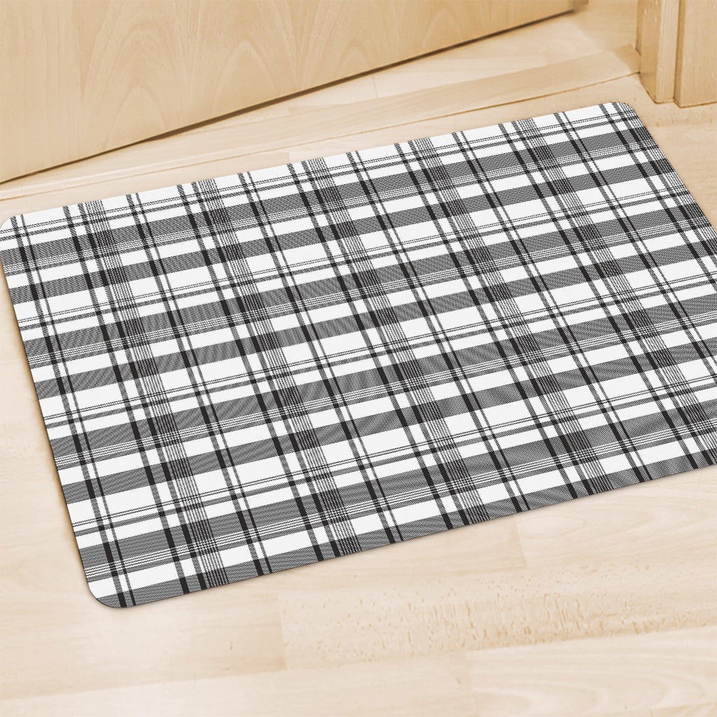 Black And White Madras Pattern Print Polyester Doormat