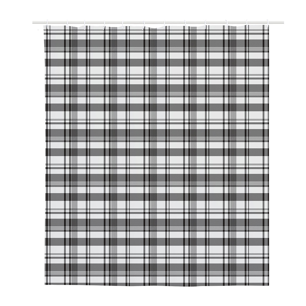 Black And White Madras Pattern Print Polyester Shower Curtain