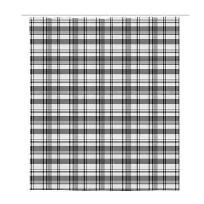 Black And White Madras Pattern Print Polyester Shower Curtain