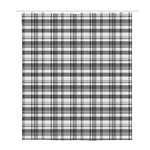 Black And White Madras Pattern Print Polyester Shower Curtain