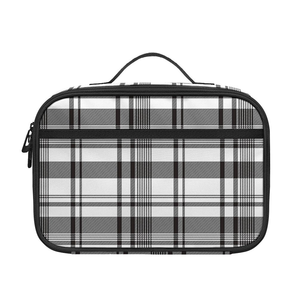 Black And White Madras Pattern Print Portable Lunch Bag