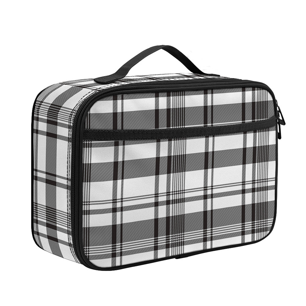 Black And White Madras Pattern Print Portable Lunch Bag