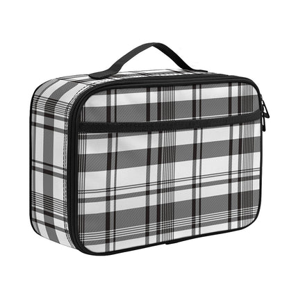 Black And White Madras Pattern Print Portable Lunch Bag