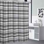 Black And White Madras Pattern Print Premium Shower Curtain