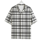 Black And White Madras Pattern Print Rayon Hawaiian Shirt