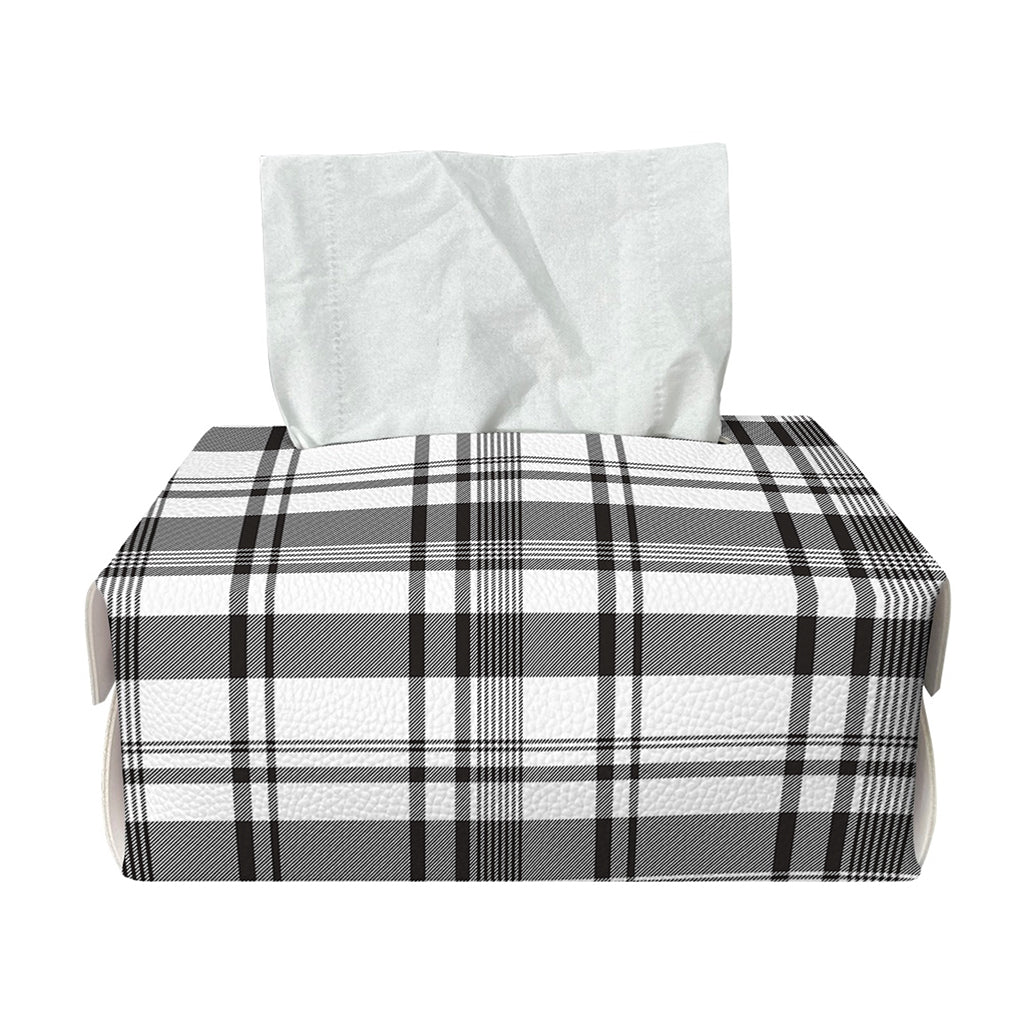 Black And White Madras Pattern Print Rectangle Tissue Box Cover