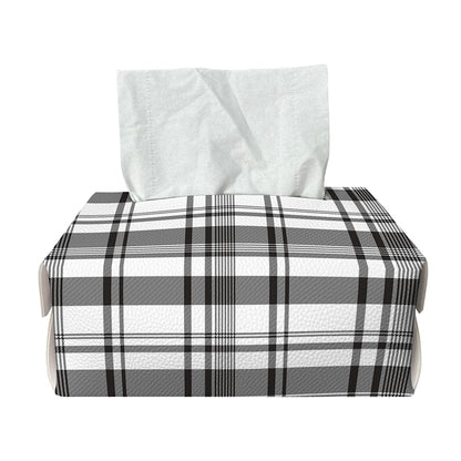 Black And White Madras Pattern Print Rectangle Tissue Box Cover