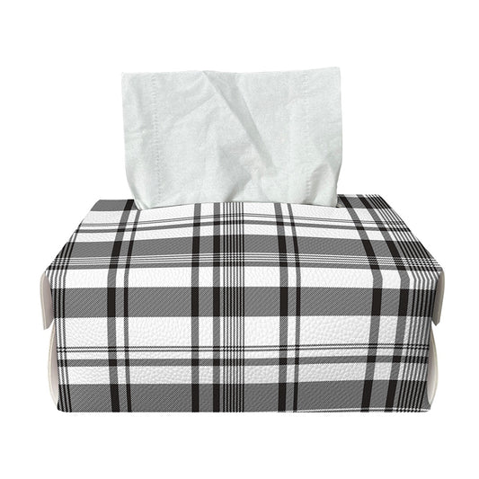 Black And White Madras Pattern Print Rectangle Tissue Box Cover