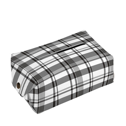 Black And White Madras Pattern Print Rectangle Tissue Box Cover