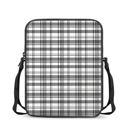 Black And White Madras Pattern Print Rectangular Crossbody Bag