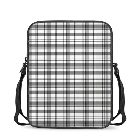 Black And White Madras Pattern Print Rectangular Crossbody Bag