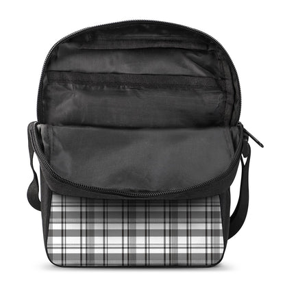 Black And White Madras Pattern Print Rectangular Crossbody Bag
