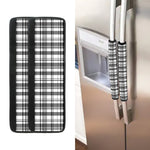 Black And White Madras Pattern Print Refrigerator Handle Covers