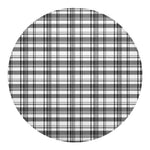 Black And White Madras Pattern Print Round Blanket