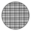 Black And White Madras Pattern Print Round Floor Mat