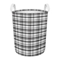 Black And White Madras Pattern Print Round Laundry Basket