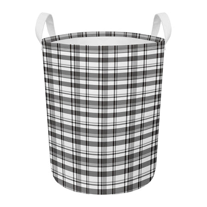 Black And White Madras Pattern Print Round Laundry Basket