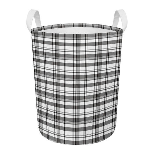 Black And White Madras Pattern Print Round Laundry Basket
