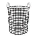 Black And White Madras Pattern Print Round Laundry Basket
