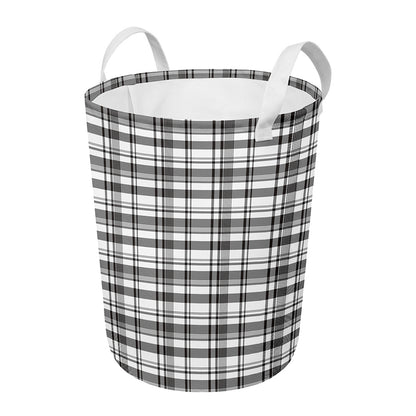 Black And White Madras Pattern Print Round Laundry Basket