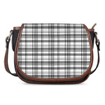 Black And White Madras Pattern Print Saddle Bag