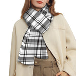 Black And White Madras Pattern Print Scarf