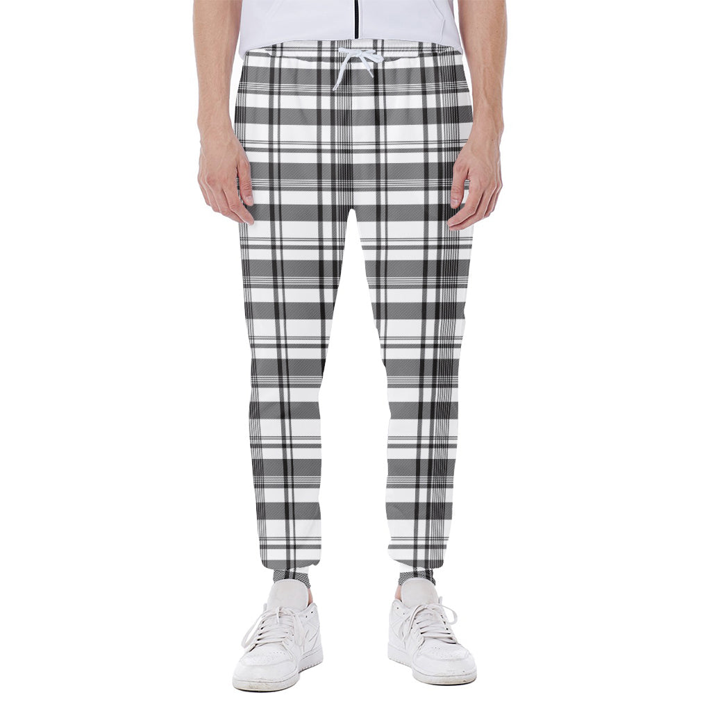 Black And White Madras Pattern Print Scuba Joggers