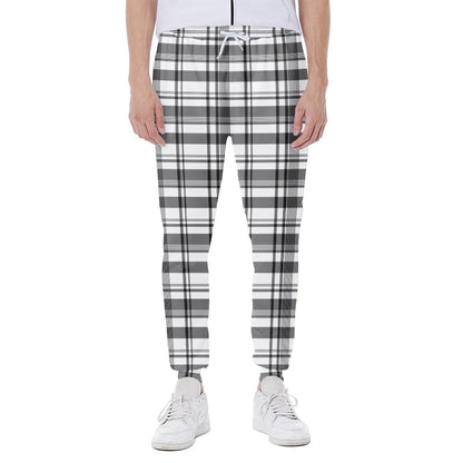 Black And White Madras Pattern Print Scuba Joggers