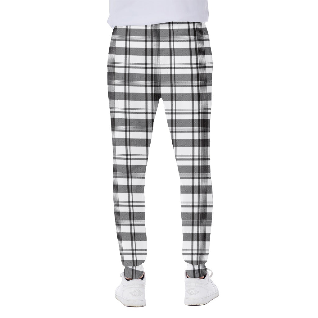 Black And White Madras Pattern Print Scuba Joggers