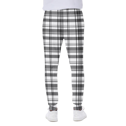 Black And White Madras Pattern Print Scuba Joggers