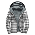 Black And White Madras Pattern Print Sherpa Lined Zip Up Hoodie