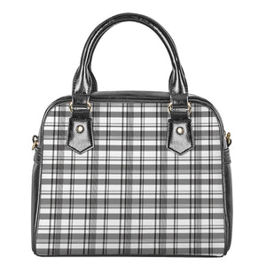 Black And White Madras Pattern Print Shoulder Handbag