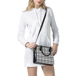 Black And White Madras Pattern Print Shoulder Handbag