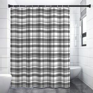 Black And White Madras Pattern Print Shower Curtain