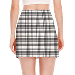 Black And White Madras Pattern Print Side Slit Mini Skirt