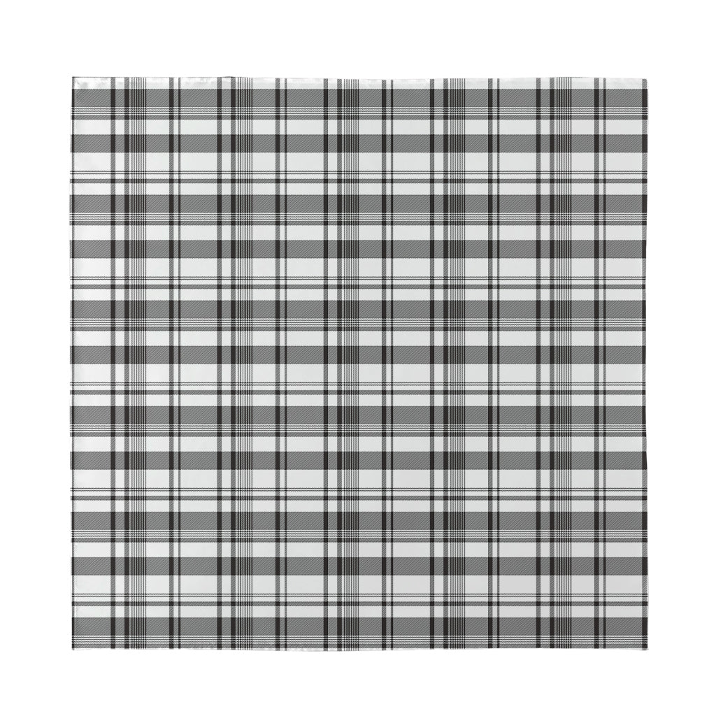 Black And White Madras Pattern Print Silk Bandana