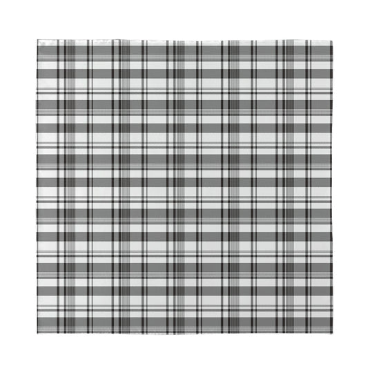 Black And White Madras Pattern Print Silk Bandana