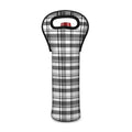 Black And White Madras Pattern Print Single Neoprene Wine Tote
