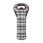 Black And White Madras Pattern Print Single Neoprene Wine Tote