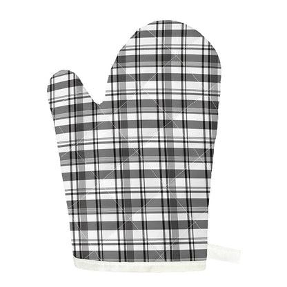 Black And White Madras Pattern Print Single Oven Mitt