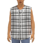 Black And White Madras Pattern Print Sleeveless Baseball Jersey