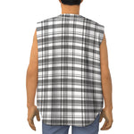 Black And White Madras Pattern Print Sleeveless Baseball Jersey