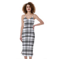 Black And White Madras Pattern Print Slim Fit Midi Cami Dress