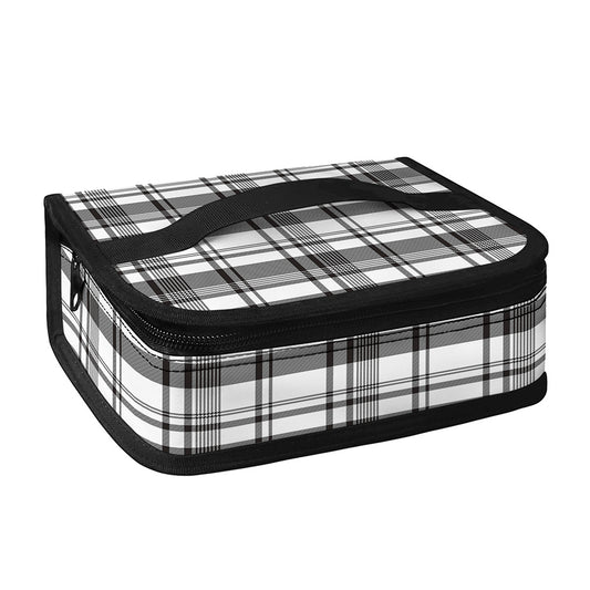 Black And White Madras Pattern Print Small Lunch Bag