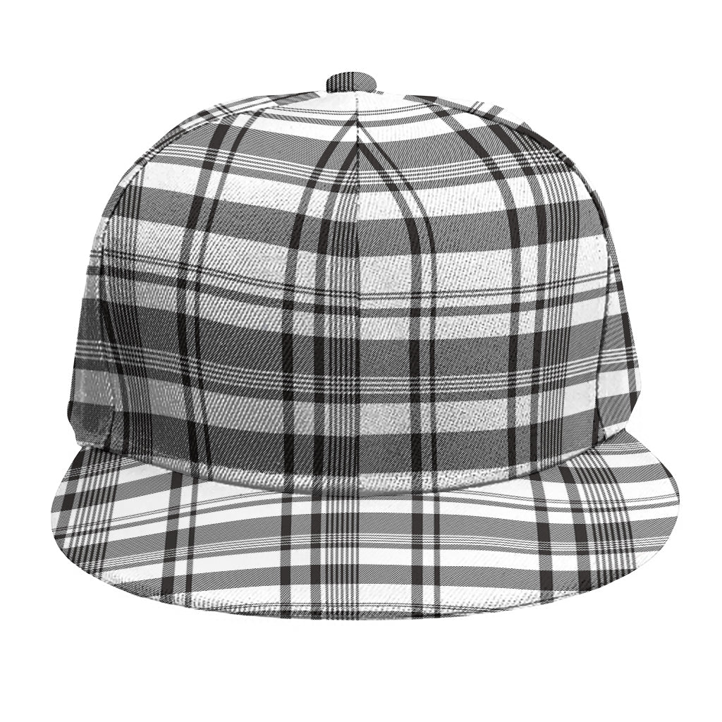 Black And White Madras Pattern Print Snapback Cap