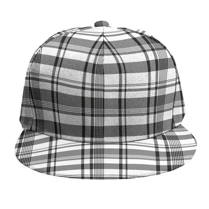 Black And White Madras Pattern Print Snapback Cap