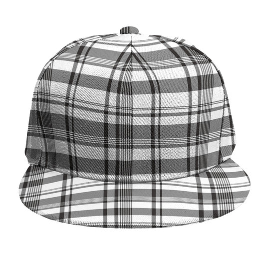Black And White Madras Pattern Print Snapback Cap