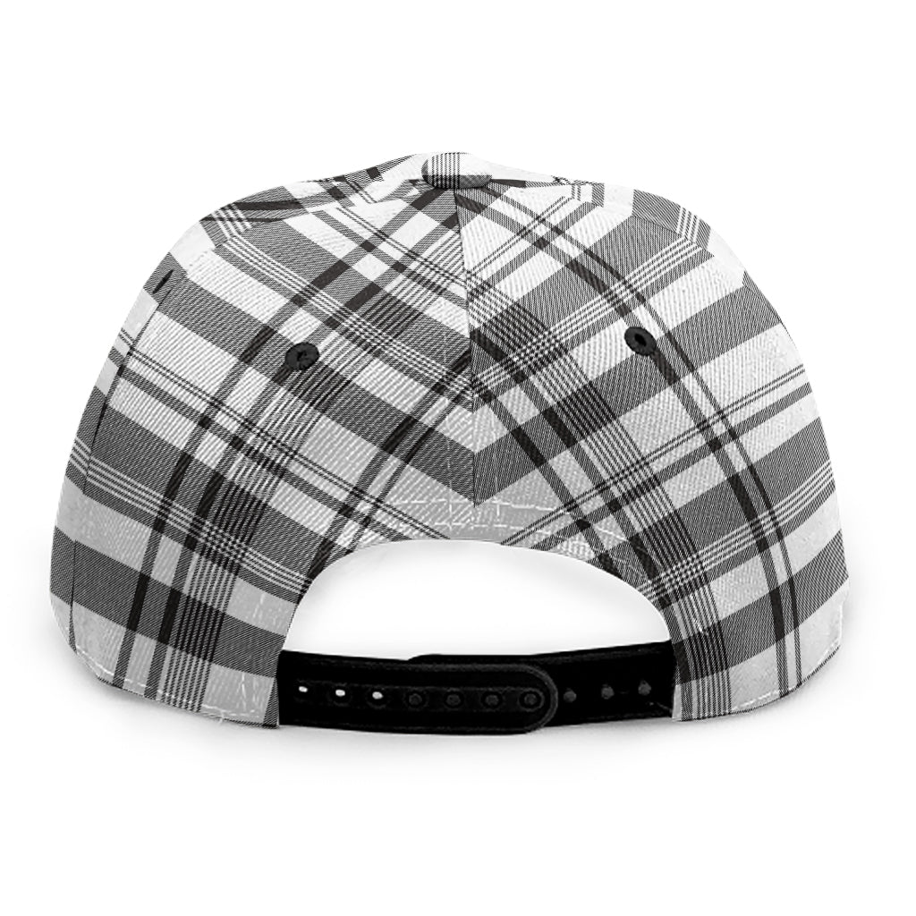 Black And White Madras Pattern Print Snapback Cap